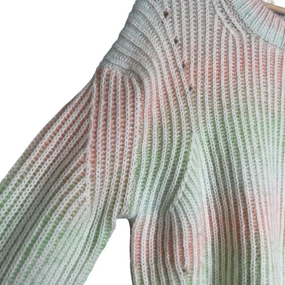 La Ligne Ribbed Space Dye Crew Pullover Sweater Cream Peach Seafoam Size Large - Picture 10 of 16